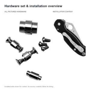 All loose silver-tone hardware groups and three screws from the source set, beside the original Para 3 installation photograph