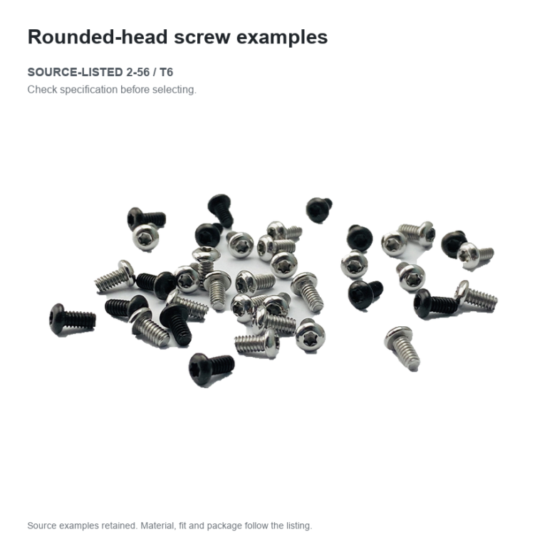 The complete photographed loose assortment of silver-tone and black rounded-head screws, showing their threaded shafts and drive recesses